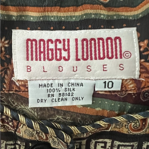 Vintage Maggy London Vintage 100% Silk Paisley Blouse, Funky Top with Gold - Picture 3 of 8